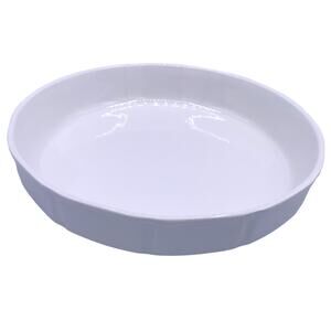 Cameo China 11" Large Round Commercial Ribbed Quiche Baking Dish White